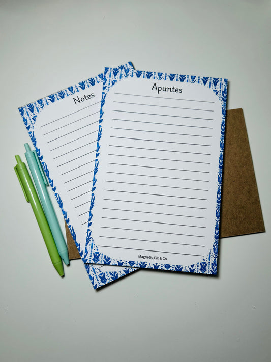 Blue floral notepad