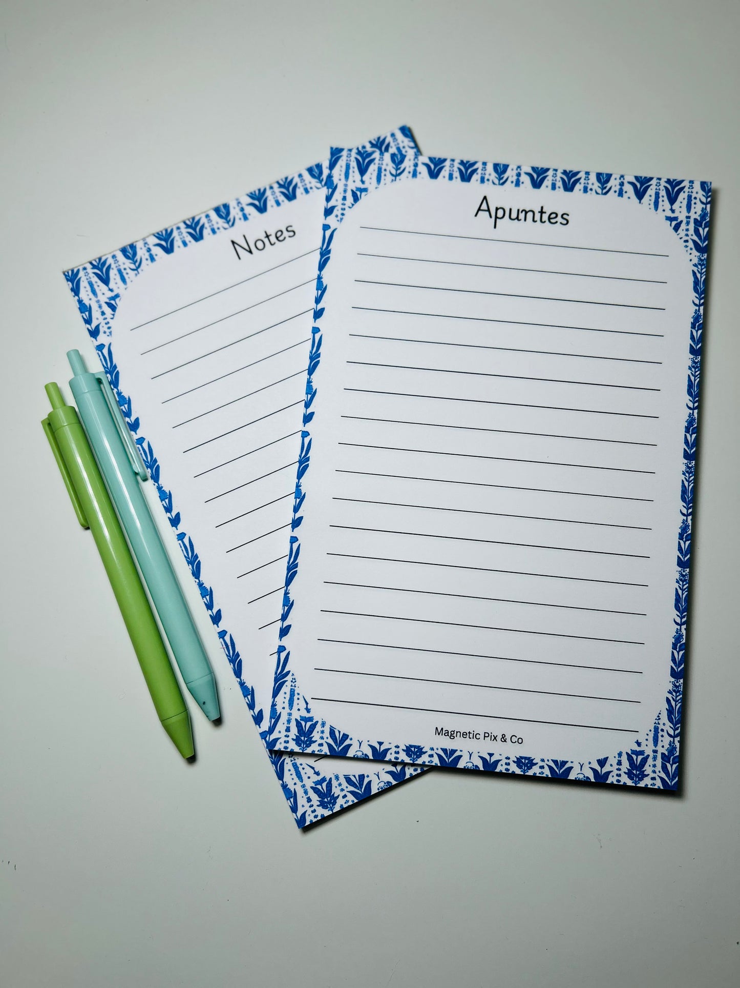 Blue floral notepad