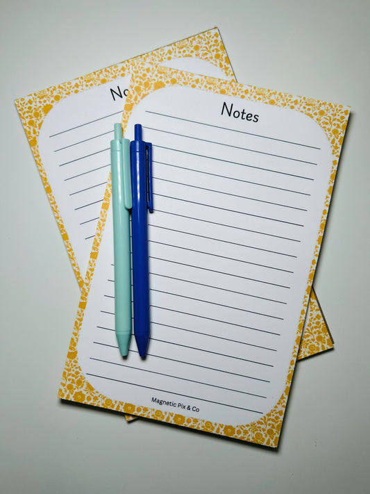 Yellow floral notepad