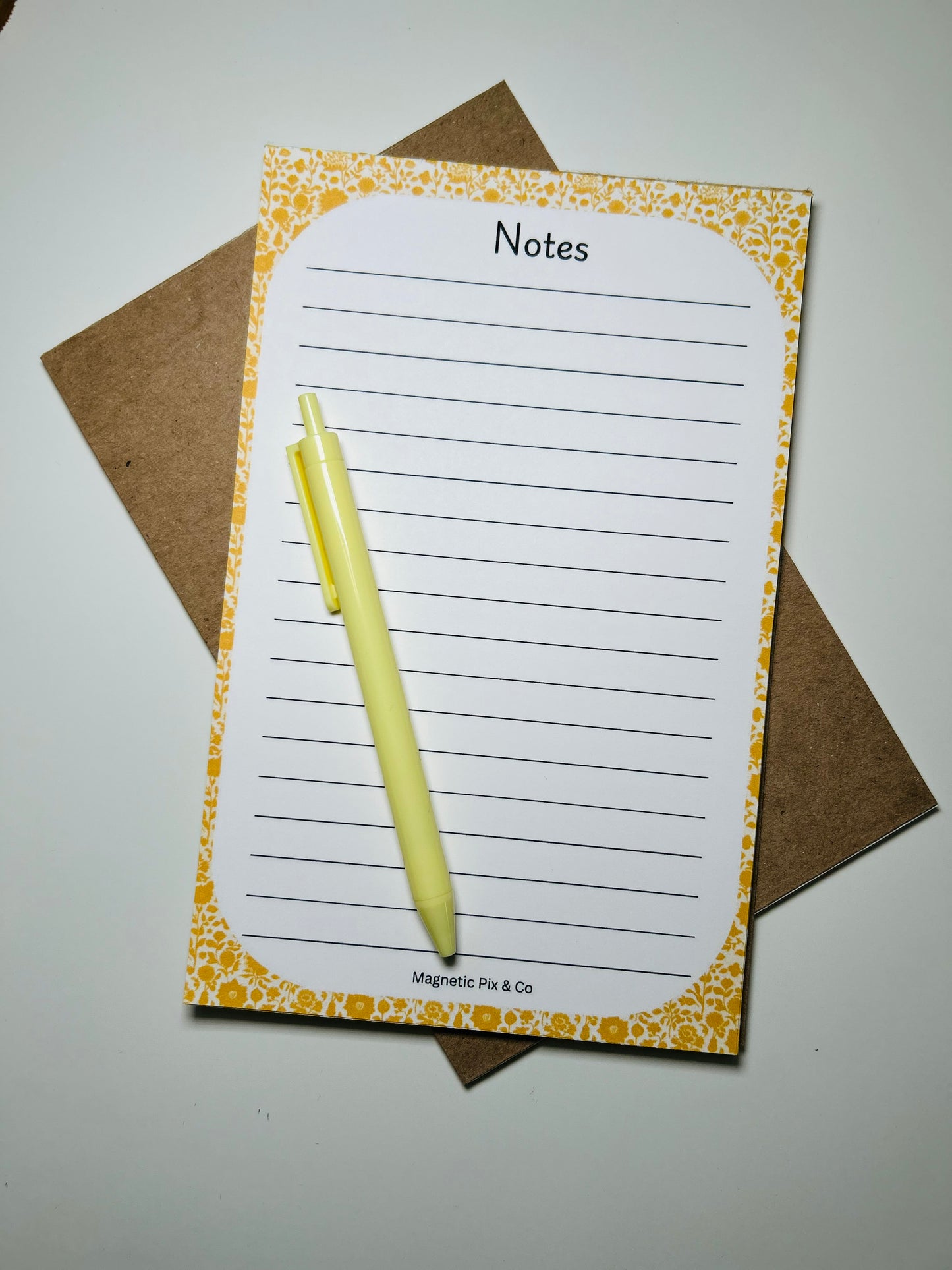 Yellow floral notepad